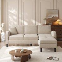 Rolipo L-Shaped Corner Sofa 3-Seater Sectional Couch Beige & Grey