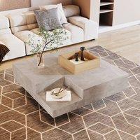 Rolipo Concrete Grey Coffee Table with Removable Storage Box 72x72cm | Size: 72x72 cm