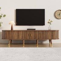 Rolipo 175 cm Walnut Look TV Stand with Sliding Door & Storage in Brown