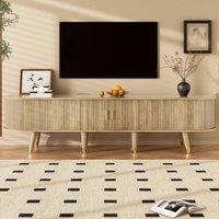Rolipo 175 cm TV Cabinet Sliding Door Light Wood Entertainment Center in Natural