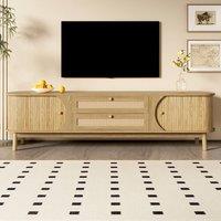 Rolipo Natural Wood TV Cabinet with Rattan Sides & Sliding Doors 170cm