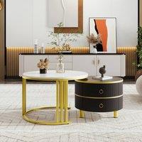 Rolipo 2-in-1 MDF round coffee table with glossy surface in White