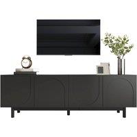 Rolipo Black TV Cabinet 175cm Modern Lowboard TV Furniture