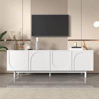 Rolipo Modern White TV Cabinet 175cm TV Stand with Adjustable Shelves