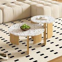 Rolipo Modern Nesting Coffee Table Set 2 Piece Living Room Tables in White