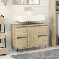 Berkfield Home Bathroom Cabinet Sonoma Oak 80x33x60 cm Engineered Wood in Brown | Size: 80 x 33 x 60 cm