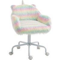 Rolipo Unicorn Faux Fur Swivel Office Chair With Adjustable Height
