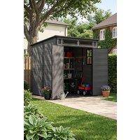 Living and Home 6 x 6FT Outdoor Garden Pent Roof Tool Storage Shed in Dark Grey