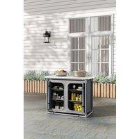 H&O Direct Outdoor Camping Kitchen Table Portable Cabinet Storage in Grey