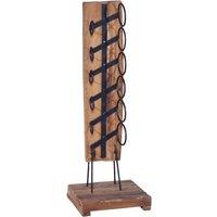 Berkfield Home Wine Rack for 6 Bottles 35x35x100 cm Solid Teak Wood in Brown | Size: 35 x 35 x 100 cm