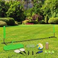 STILVORA Badminton Set with Adjustable Net & Steel Frame in Green