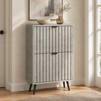 STILVORA Shoe Cabinet with 2 Flip-Down Drawers in Grey