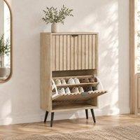 STILVORA Shoe Cabinet with Tilt-Out Compartments in Light Oak
