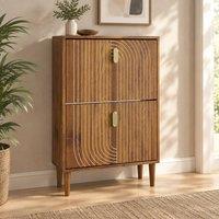 STILVORA 60 cm Shoe Cabinet with 2 Flip Drawers in Walnut