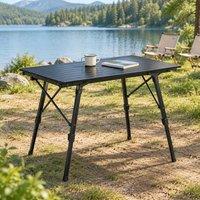 STILVORA Adjustable Folding Camping Table with Carry Bag in Black