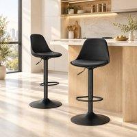STILVORA Adjustable Bar Stools with Swivel Seats, Set of 2 in Black