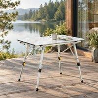 STILVORA Folding Camping Table with Adjustable Legs in Silver