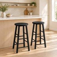 STILVORA Bar Stools Set of 2 with Footrests in Black