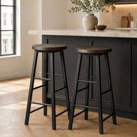 STILVORA Bar Stools Set of 2 with Footrest in Black