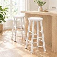 STILVORA Bar Stools Set of 2 with Footrests, White