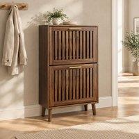 STILVORA Shoe Cabinet with 2 Flip Drawers in Walnut