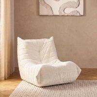 OHS Matte Velvet Bean Bag Chair Lazy Sofa Floor Reading Couch in Cream