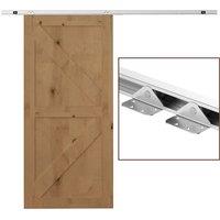 HOMCOM Single Sliding Barn Wood Door Hardware Roller Modern Style Track in Silver