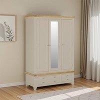 Seconique Windsor 3 Door 2 Drawer Wardrobe (Partly Assembled) - Putty/Oak in Beige