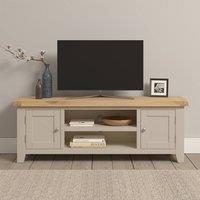 Seconique Windsor Straight Tv Unit (Fully Assembled) - Putty/Oak in Beige