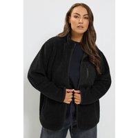 Yours Women's Borg Fleece Jacket in Black | Size: 22-24