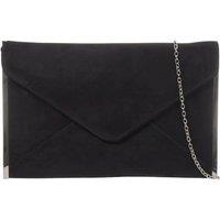 Bags of Joy Women's Slim Faux Suede Envelope Clutch Bag with Metallic Edge in Black