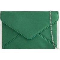 Bags of Joy Women's Slim Faux Suede Envelope Clutch Bag with Metallic Edge in Green