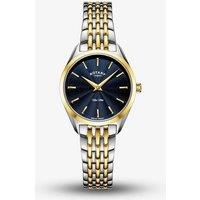 Rotary Women's Ultra Slim Two Colour Navy Dial Watch LB08011/05 in Blue