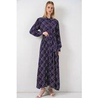 Big Dart Women's Plaid Midi Shirt Dress with Button Closure in Aubergine | Size: XL