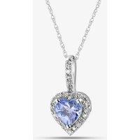 T.H.Baker Women's 9ct White Gold Tanzanite & Diamond Heart Pendant Necklace RJP04753-TA in Blue | Size: 18 inches