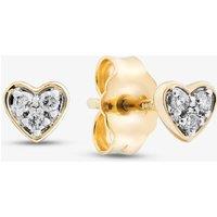 T.H.Baker Women's 9ct Yellow Gold 0.05ct Diamond Heart Stud Earrings THE46488-05 (YG)