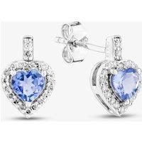 T.H.Baker Women's 9ct White Gold Tanzanite & Diamond Heart Stud Earrings RJE04752-TA in Blue