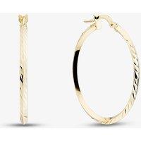 T.H.Baker Women's 9ct Yellow Gold 25mm Patterned Hoop Earrings OR.91521/25