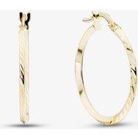 T.H.Baker Women's 9ct Yellow Gold 20mm Patterned Hoop Earrings OR91521/20