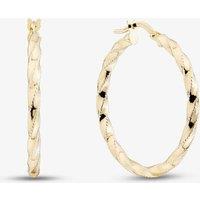 T.H.Baker Women's 9ct Yellow Gold Twisted 25mm Hoop Earrings OR43325