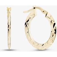 T.H.Baker Women's 9ct Yellow Gold Small Patterned Flat Hoop Earrings OR57415