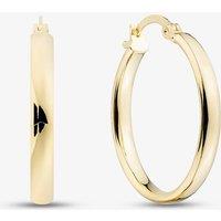 T.H.Baker Women's 9ct Yellow Gold 23mm Rectangular Tube Hoop Earrings E-SLOT-320-9Y