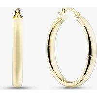 T.H.Baker Women's 9ct Yellow Gold 30mm Rectangular Tube Hoop Earrings E-SLOT-425-9Y