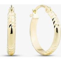 T.H.Baker Women's 9ct Yellow Gold Small Patterned Hoop Earrings E-HTSC-315-9Y