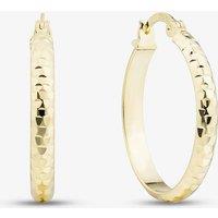 T.H.Baker Women's 9ct Yellow Gold Hammered Pattern Hoop Earrings E-HTCC-320-9Y