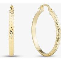 T.H.Baker Women's 9ct Yellow Gold Medium Hammered Pattern Hoop Earrings E-HTHC-325-9Y
