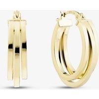 T.H.Baker Women's 9ct Yellow Gold 15mm Triple Oval Hoop Earrings E-MSSD-30-9Y