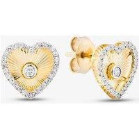 T.H.Baker Women's 9ct Yellow Gold 0.20ct Diamond Heart Stud Earrings THE48573-20SF (YG)
