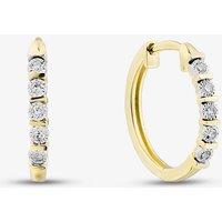 T.H.Baker Women's 9ct Yellow Gold 0.05ct Diamond Hoop Earrings THE48230-05 (YG)
