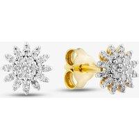 T.H.Baker Women's 9ct Yellow Gold 0.20ct Diamond Flower Stud Earrings THE48851-20 (YG)